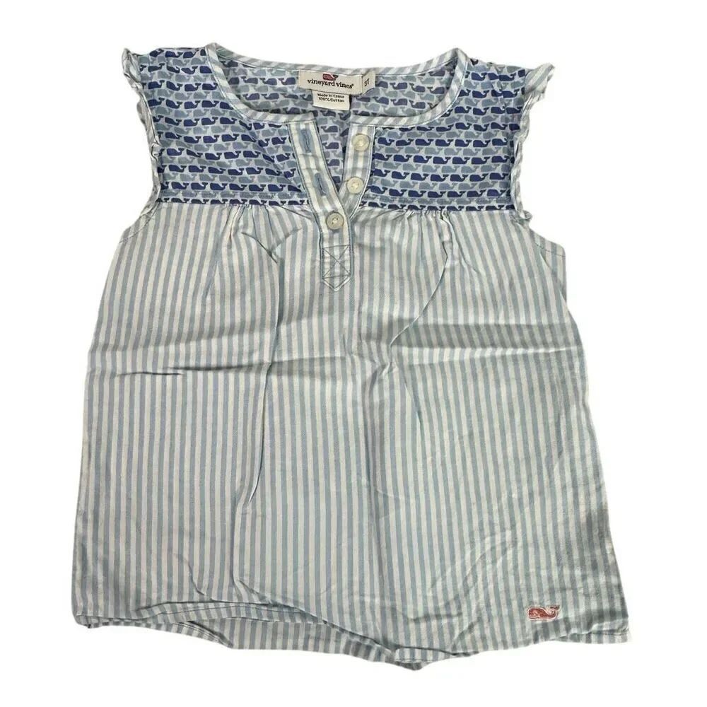 Vineyard Vines 3T Ruffle Sleeve Stripe Blouse